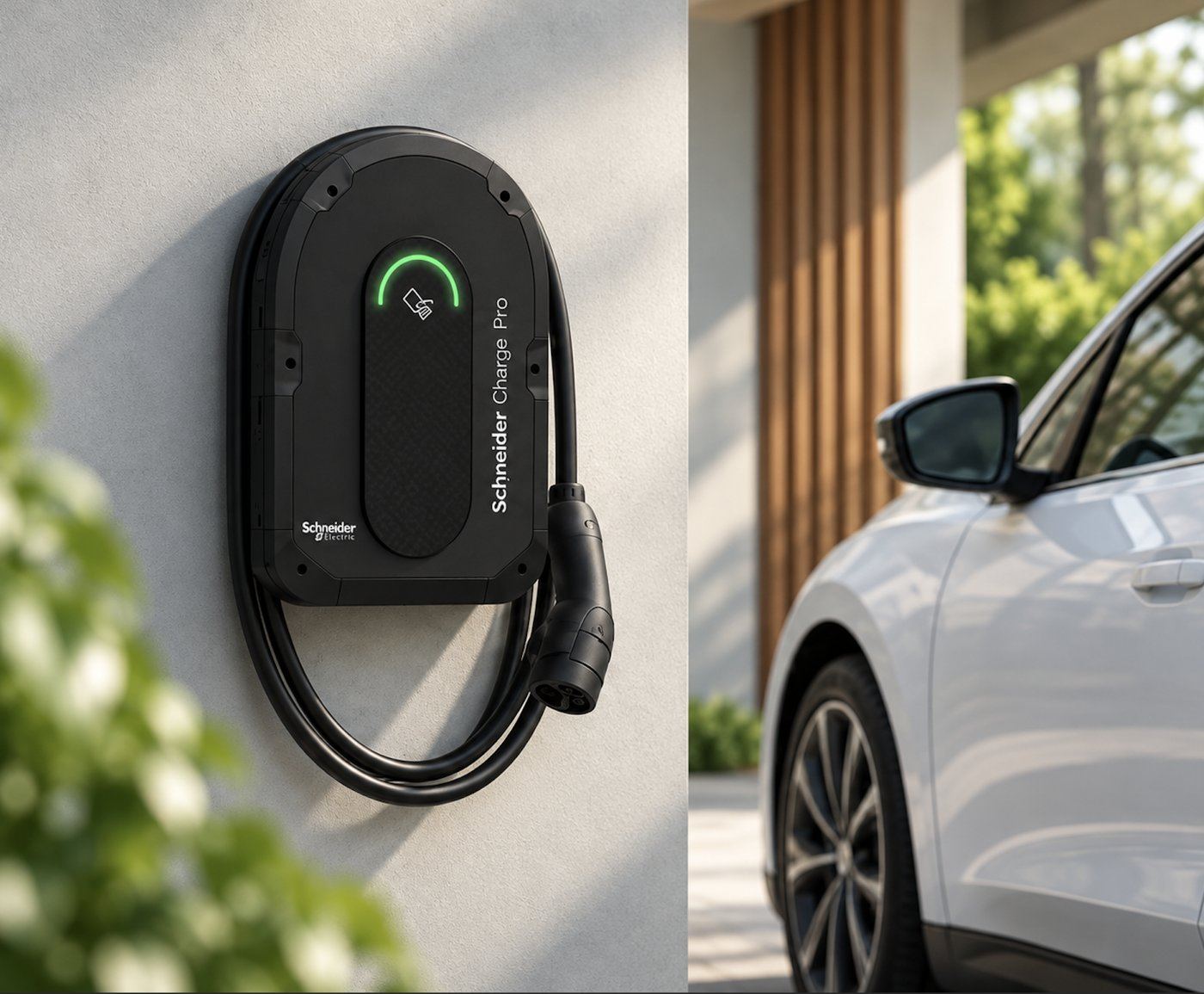 เครื่องชาร์จ Schneider Charge Pro ติดตั้งบนผนัง